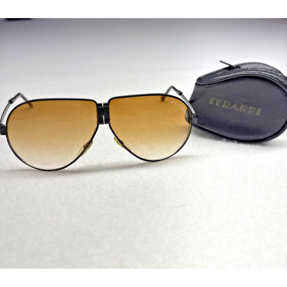 Ferrari Folding Aviator Sunglasses Brown Gradient Lenses w/ Ferrari Case
